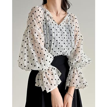 Spick and Span】ドットフロッキーワークシャツ[品番