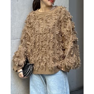 GYDA（ジェイダ）の「Vネックラメシャギーニットトップス