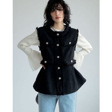 axes femme花刺繍レースアップベストとフィッシュテール配色スカート axes femme花刺繍レースアップベストとフィッシュテール配色