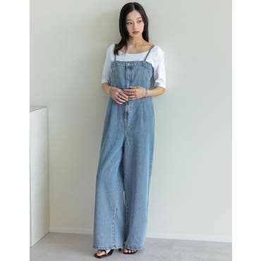ビッグ割引 サイドラインデニムベアオールインワン 春 夏[品番：SHNW0011589 サロペット・オーバーオール・オールインワン