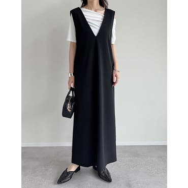 Vネックデザインジャンパースカート[品番：GERW0000268]｜GeeRA