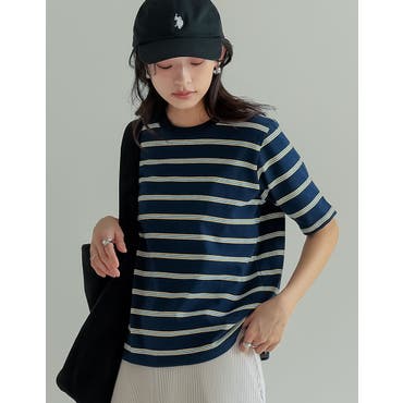 Leilian / レリアン ボーダークルーネックニット ボーダークルーネックニット[品番：LAVW0018658]｜Leilian PLUS