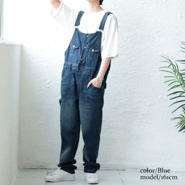 サイドラインデニムベアオールインワン 春 夏[品番：SHNW0011589