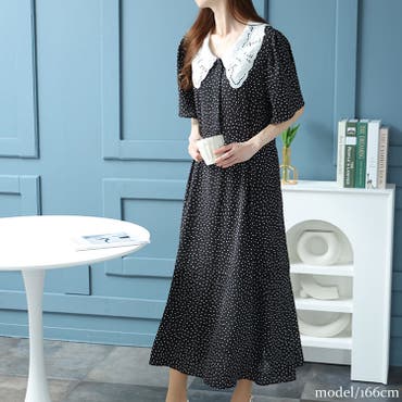 ワンピース バックリボン ドット ドレス ロング 韓国 b5630 シフォン ドット柄ワンピース バックリボン リゾートワンピ 旅行