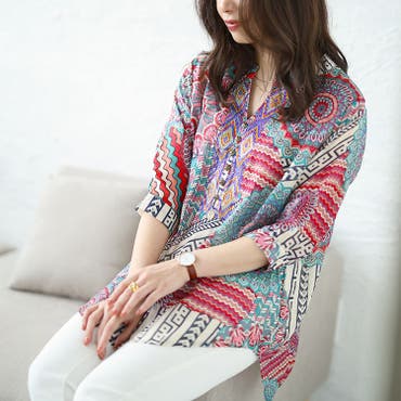 R13 花柄シャツ 柄シャツ レトロ フラワー柄[品番：DCTW0004313]｜Decorative