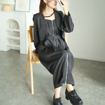 KBS ブラック ロングスリーブワンピース RISAKOセレクト】リブロングワンピース Day and Grade