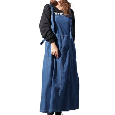 サイドラインデニムベアオールインワン 春 夏[品番：SHNW0011589