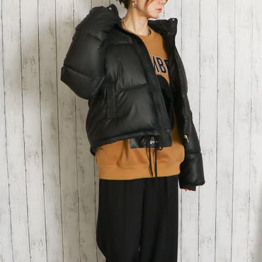 レザーライクスタンドダウンコート[品番：MKSW0032956]｜EVRIS
