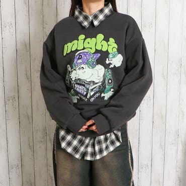 ilililナイトメア刺繍ハーフジップパーカー 全1色 パーカー[品番