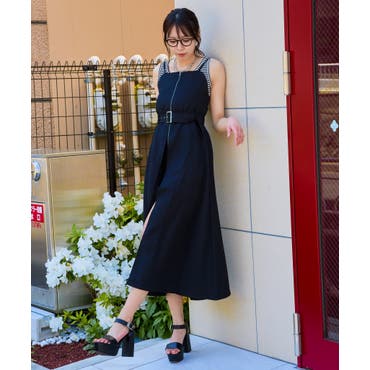 SIDE OPEN BACK RIBBON LONGワンピース[品番：MKSW0064496