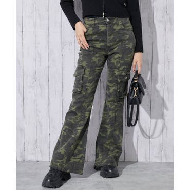 迷彩柄アシメポケット カーゴパラシュートパンツ カーゴパンツ