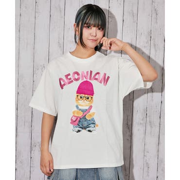 Scolar 花ネコ発泡プリント ローズジャガードTシャツ ScoLar - Scolar 花ネコ発泡プリント ローズジャガードTシャツの通販