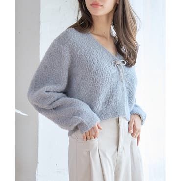 ラメスパンコール Vネック カーディガン[品番：GW000004671]｜Growing