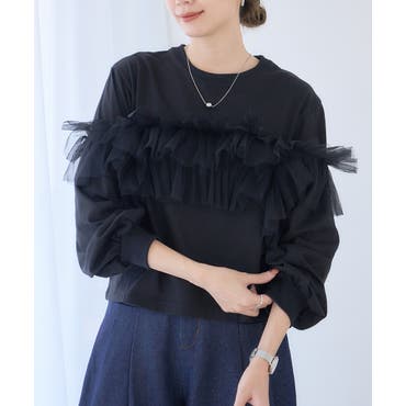 上品なブランド 雪桜刺繍オフショル風ニット[品番：IGAW0005833]｜axes femme トップス