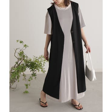 ボタン付スリットプリーツ切替ワンピース＜夏服＞[品番