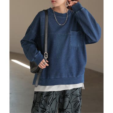 デニムスリーブドッキングスウェットパーカー[品番：AMTW0003033