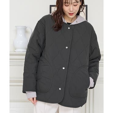 ショート丈ノーカラーフェイクダウンジャケット 田中亜希子さん着用