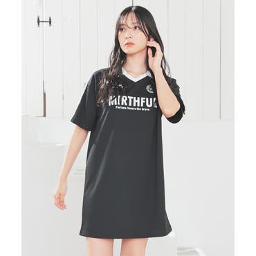 ロゴプリントノースリーブTシャツミニワンピース[品番