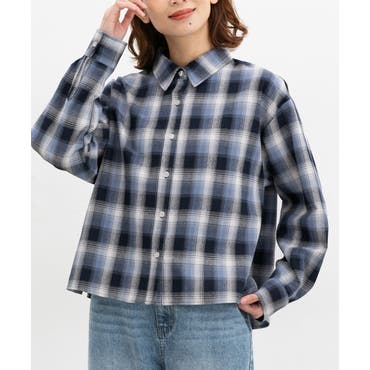 スカラー　scolar 153687：チェックと総柄のアシメパッチワークシャツ 153687：チェックと総柄のアシメパッチワークシャツの通販-ScoLar