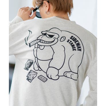 定番◇バックプリントスケボーイラスト裏毛トレーナー◇[品番