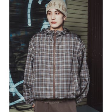 新レーベル ADABAT NAVY】撥水グレンチェック中綿ベスト[品番