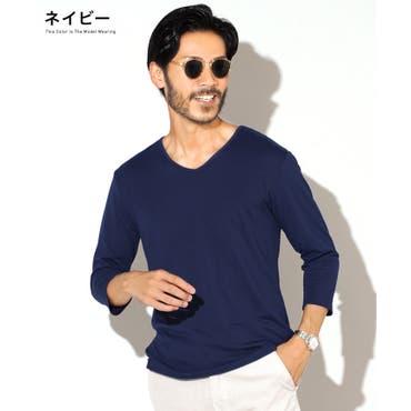 日本製Vネック七分袖Tシャツ 春[品番：VG000001011]｜SPADE（スペイド