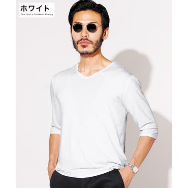 日本製Vネック七分袖Tシャツ 春[品番：VG000001011]｜SPADE（スペイド