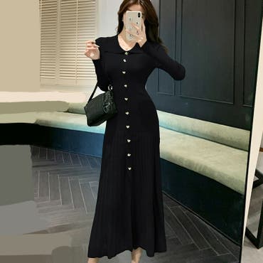 フロントボタン胸開きニットワンピース 9137[品番：XB000009598