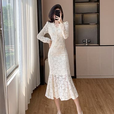 美品♡ダイアグラム　ロング丈ワンピース　花柄　レース　ベルト　カットワーク カットワークレース ワンピース ロングワンピース[品番