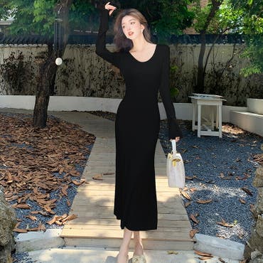 タイトワンピ 全2色 肩フリル[品番：JSFW0013330]｜JS FASHION