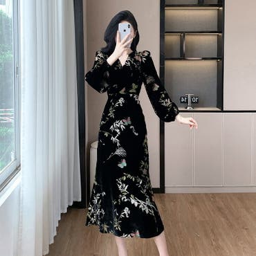 花柄 ワンピース ドット柄[品番：JSFW0010604]｜JS FASHION