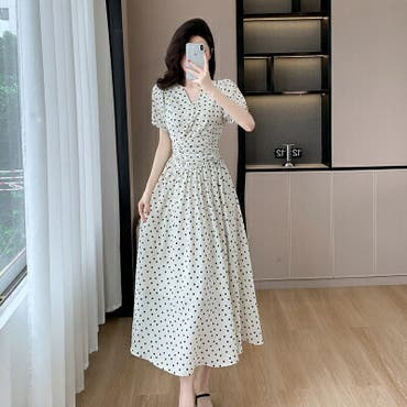 Jolly Boutiqueドルマン袖ドット柄ワンピース。2次会にも ワンピース 全2色 ドット柄[品番：JSFW0013842]｜JS FASHION