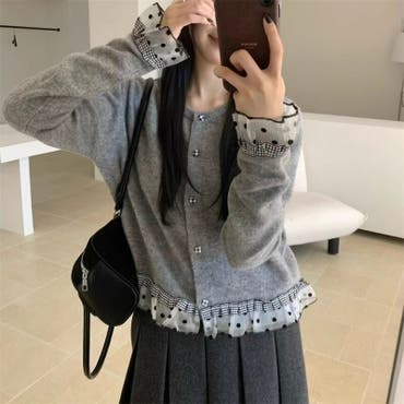 レイヤード風ショート丈リブカットソー 1色 トップス[品番