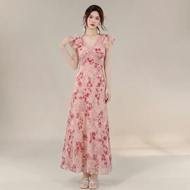 小花柄カシュクールワンピース [E2850] レディース[品番：KO000011034