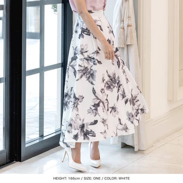 スカート シフォン 花柄 ロングスカート フレア ロング ゴム