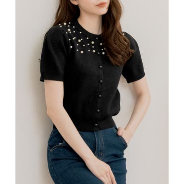 ラインストーン付きストレッチTシャツ[品番：GORW0008725