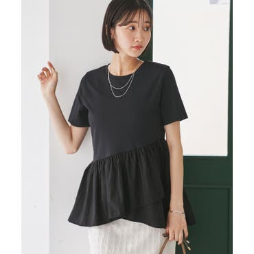 ユアーズ ur's アシンメトリーフリルドッキングTシャツ （ブラック） アシンメトリーフリルドッキングTシャツ | ur's（ユアーズ）