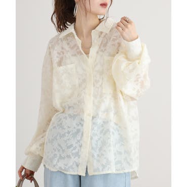 merry jenny シフォンレースルーズブラウス シフォンレースルーズブラウス[品番：MKSW0061876]｜merry jenny