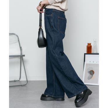 SHOPLIST限定】ウエストレイヤード風ストレートデニムパンツ 6サイズ