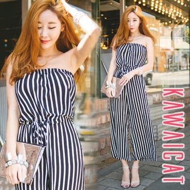 スタイリッシュなストライプ柄ベアトップオールインワンサロペット ワイドパンツ 品番 Kw Kawaicat カワイキャット のレディースファッション通販 Shoplist ショップリスト スタイリッシュなストライプ柄ベアトップオールインワンサロペット ワイドパンツ 品番 Kw Kawaicat カワイキャット のレディースファッション通販 Shoplist ショップリスト