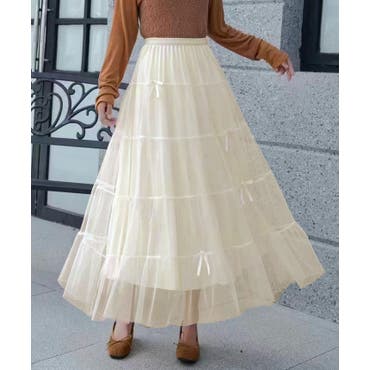 KOEISTORE スカート レディースロング 春夏 黒 花柄スカート