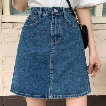 COTTON USAデニムスカート(台形ミニ)[品番：EMEW0008907]｜earth
