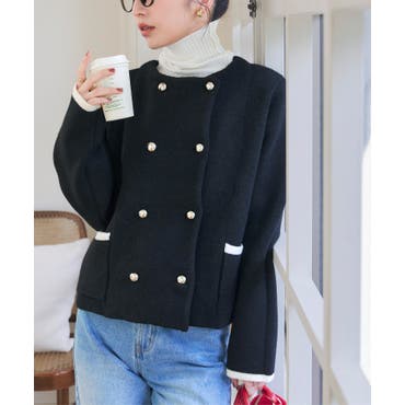 【LEONARD】✳︎かわいいキルティング&ニット中綿ジャケット✳︎Lsize LEONARD】✳︎かわいいキルティング&ニット中綿ジャケット