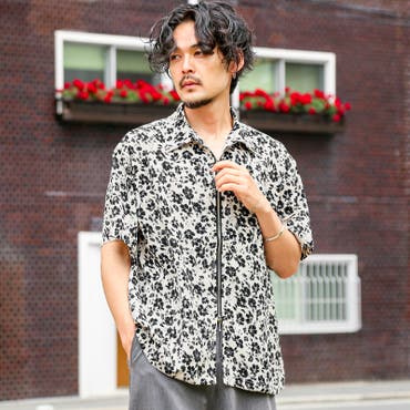 SALVAGE PUBLIC 花柄シャツ Lサイズ アロハシャツ レディース 柄シャツ 半袖 トップス 春 夏