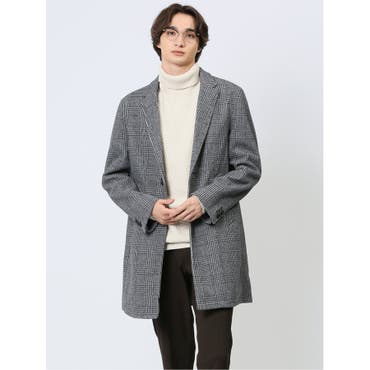 ツイード風ウール ステンカラーコート グレー[品番：TKQJ0013540