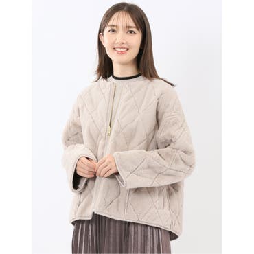 2wayキルティングジップアップフーディーポンチョ レディース