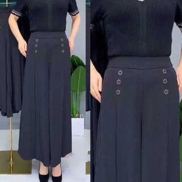 ブラック ダブルボタン キュロット ボタンキュロット[品番：TRNW0000169]｜FUN（ファン）の