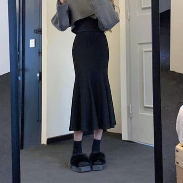 LANVIN ランバンオンブルー オーガニックコットンデニム切替スカート デニムコンビネーションスカート[品番：LAVW0008665]｜LANVIN en