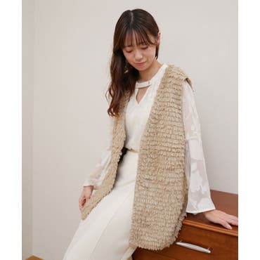ベスト ジレ ツイード風クラシカルベスト/手洗い可 レディース THE SHOP TK ベスト ジレ ツイード風クラシカルベスト/手洗い可