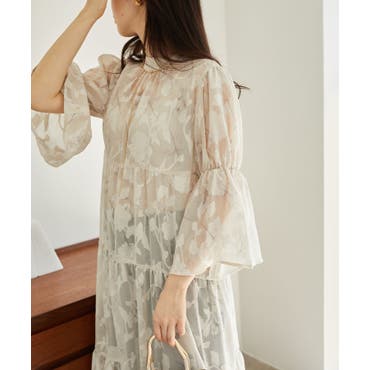 刺繍シアーカットアウトドレス レース 刺繍[品番：SGRW0000124